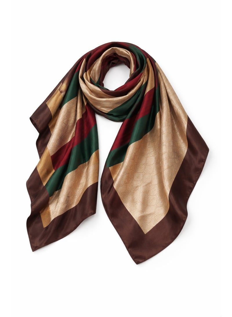 TaimAs Women’s Printed Satin Scarf 90x90 cm – Elegant Square Shawl for Hijab, Neck & Fashion Styling - Image 3